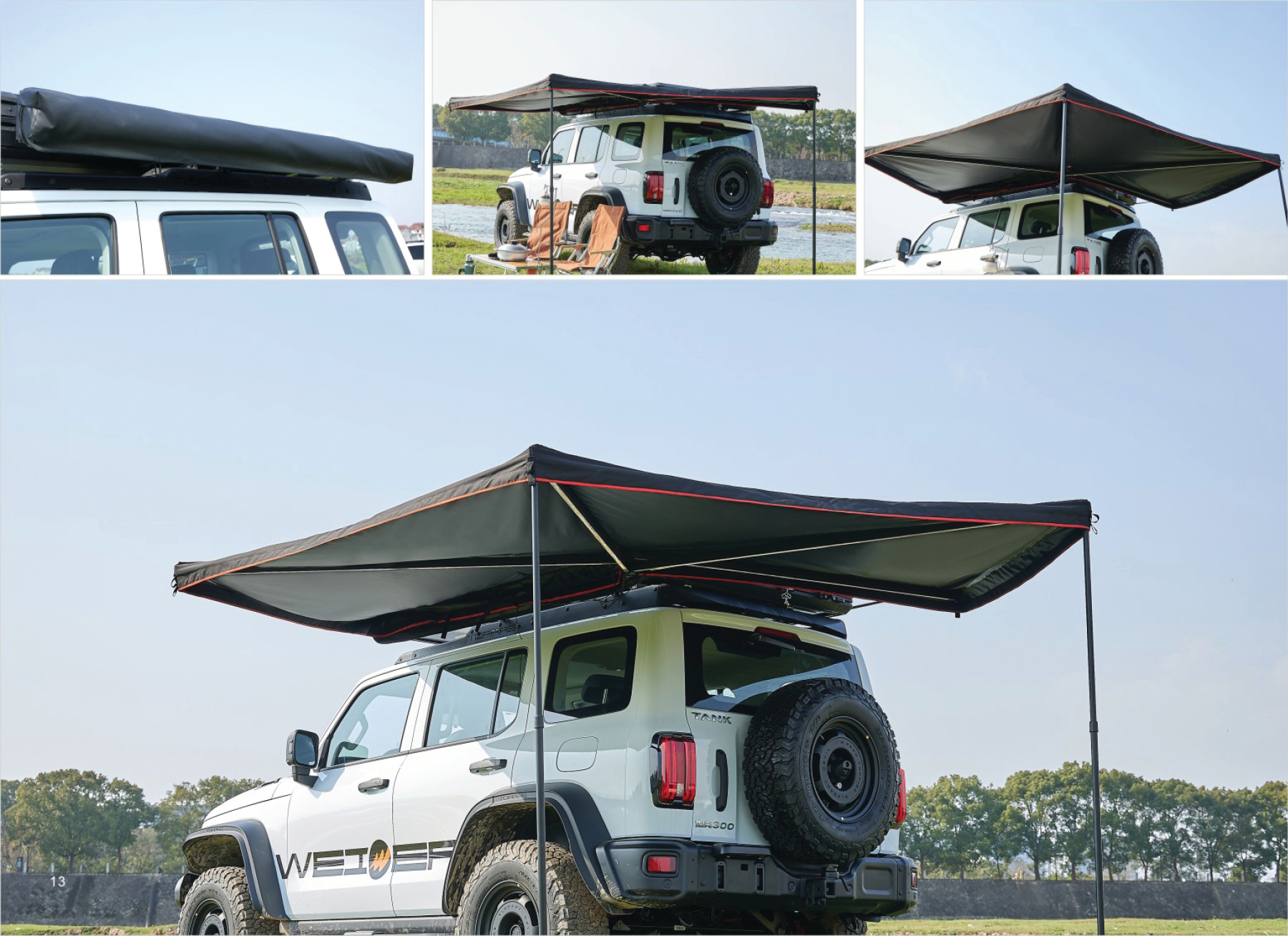 Toldo Lateral Coche 270º, Toldo Impermeable Vehículo, Oxford 600D, Marco Aluminio, para SUV Furgoneta, Camping Overland-JVB's Adventure
