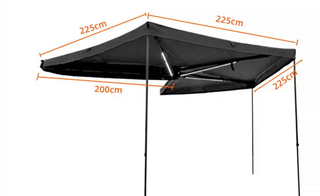 Toldo Lateral Coche 270º, Toldo Impermeable Vehículo, Oxford 600D, Marco Aluminio, para SUV Furgoneta, Camping Overland（Reserva 6-8 semanas）