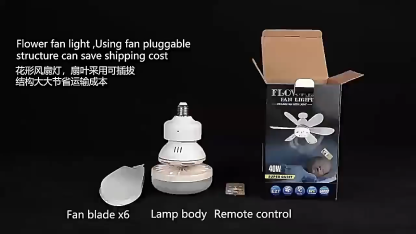 New LED Light Electric Ceiling Fan 3-Speed Dimmable Remote Control Hotel Outdoor Home RV Household Plastic White