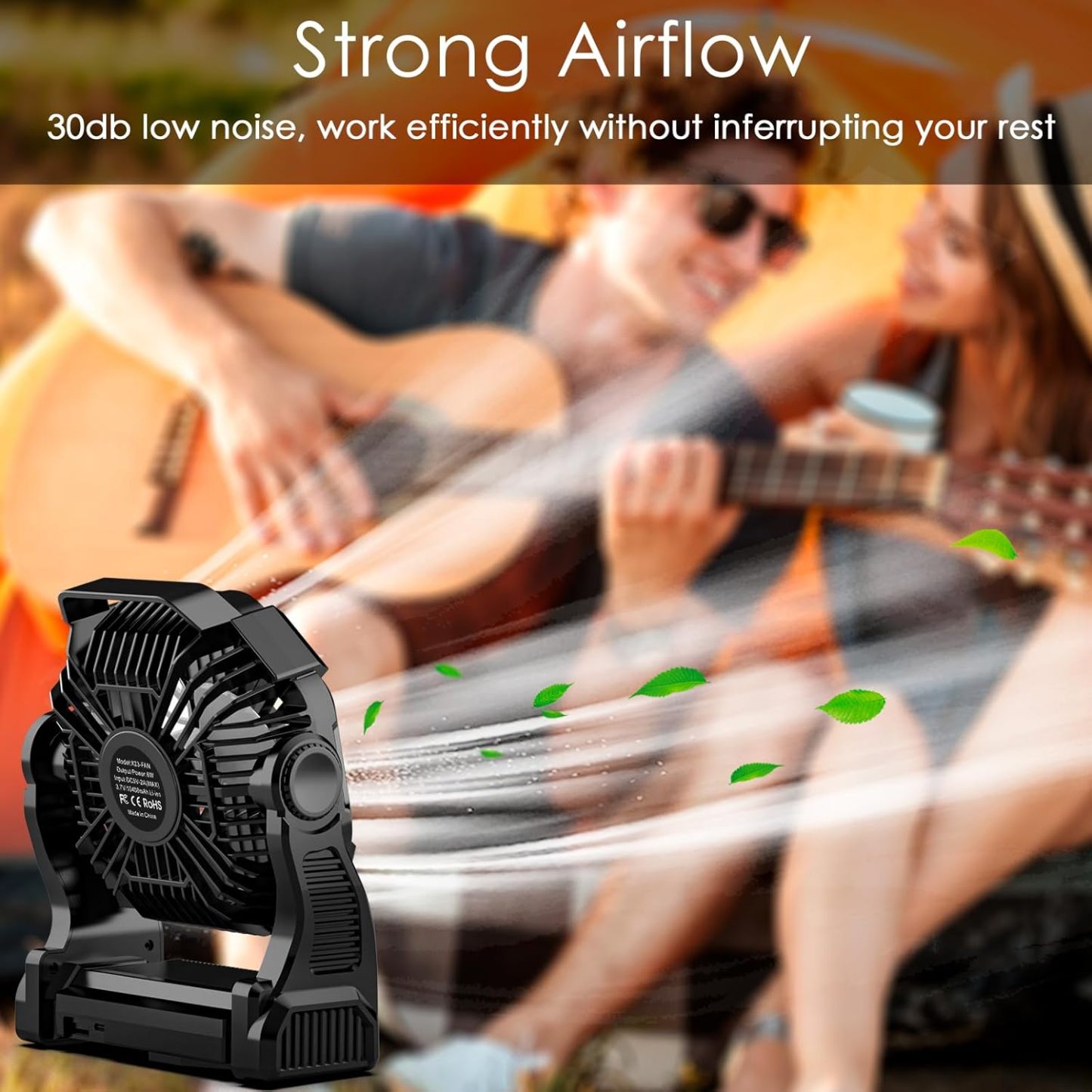 【Brisa Alpine】Ventilador Batería para Camping 10400mAh, Potente y Silencioso 4 Velocidades con Luz LED y Gancho, Ventilador Portátil USB Recargable para Tienda Caravana Exterior Viaje Sobremesa【¡ENVÍO GRATIS A TODO EL MUNDO! 🌎】-JVB's Adventure