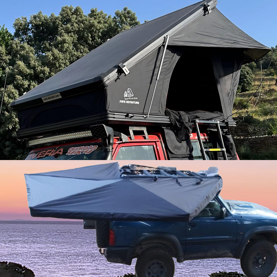 Tienda de campaña con techo elevado triangular de aleación de aluminio