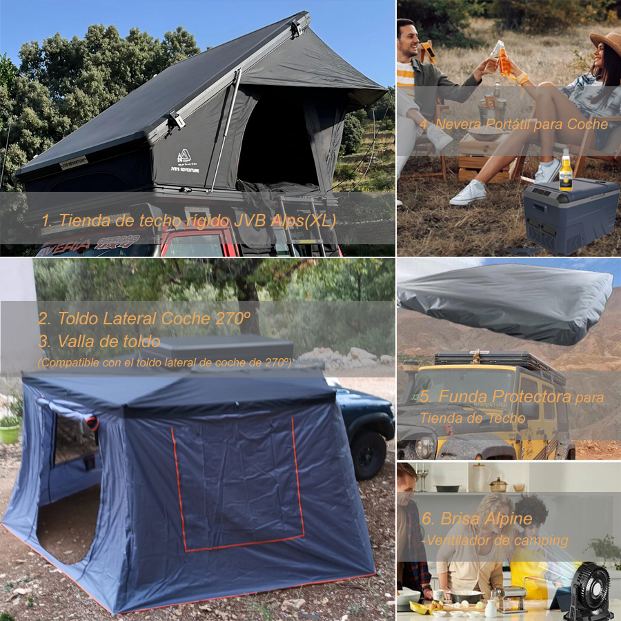 【JVB Alps】El más vendido con los mayores descuentos-Tienda de campaña con techo elevado triangular de aleación de aluminio, Plegado ultrarrápido + colchón reforzado incluido【¡Envío Gratis!】