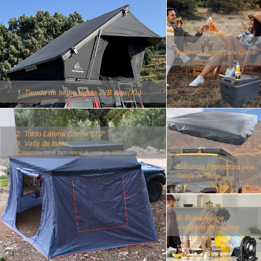 【JVB Alps】El más vendido con los mayores descuentos-Tienda de campaña con techo elevado triangular de aleación de aluminio, Plegado ultrarrápido + colchón reforzado incluido【¡Envío Gratis!】