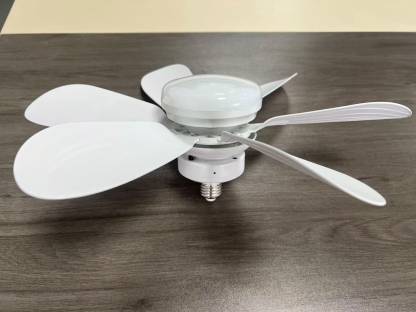 New LED Light Electric Ceiling Fan 3-Speed Dimmable Remote Control Hotel Outdoor Home RV Household Plastic White