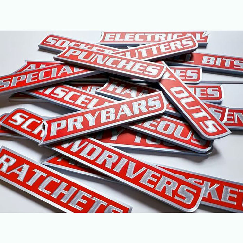 Premium Magnetic Toolbox Labels for Tool Organization - 12 Pack of High Quality 3D Printed Magnets