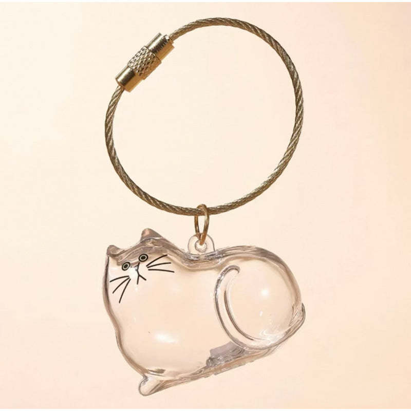 Cute Cat Hair Collector Keychain Charm Memorial Storage Box HC022