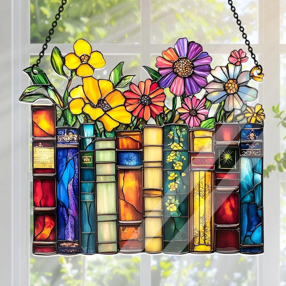 Vintage Flower Book - Acrylic Suncatcher