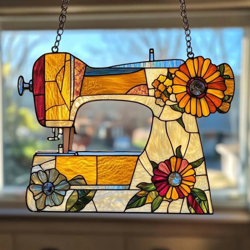 Cute Sewing Machine Suncatcher Ornament