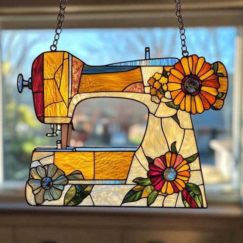 Cute Sewing Machine Suncatcher Ornament