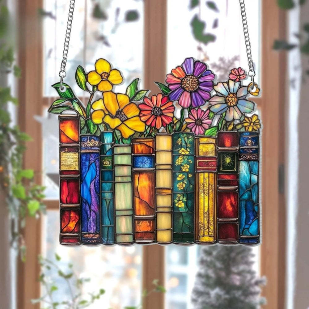Vintage Flower Book - Acrylic Suncatcher