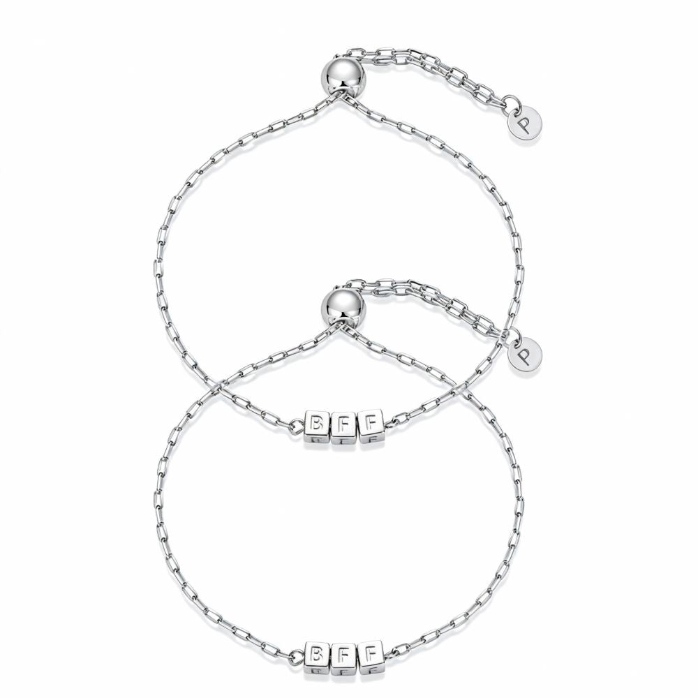 14K Gold Plated Adjustable Matching Bracelets for Women – Heart Charm and BFF Friendship Styles