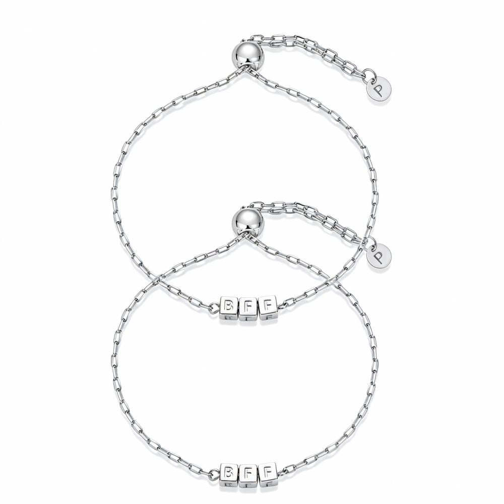 14K Gold Plated Adjustable Matching Bracelets for Women – Heart Charm and BFF Friendship Styles