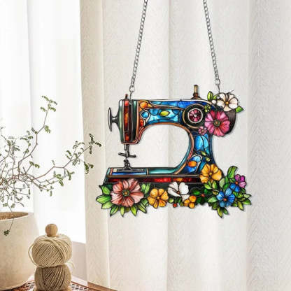 Cute Sewing Machine Suncatcher Ornament