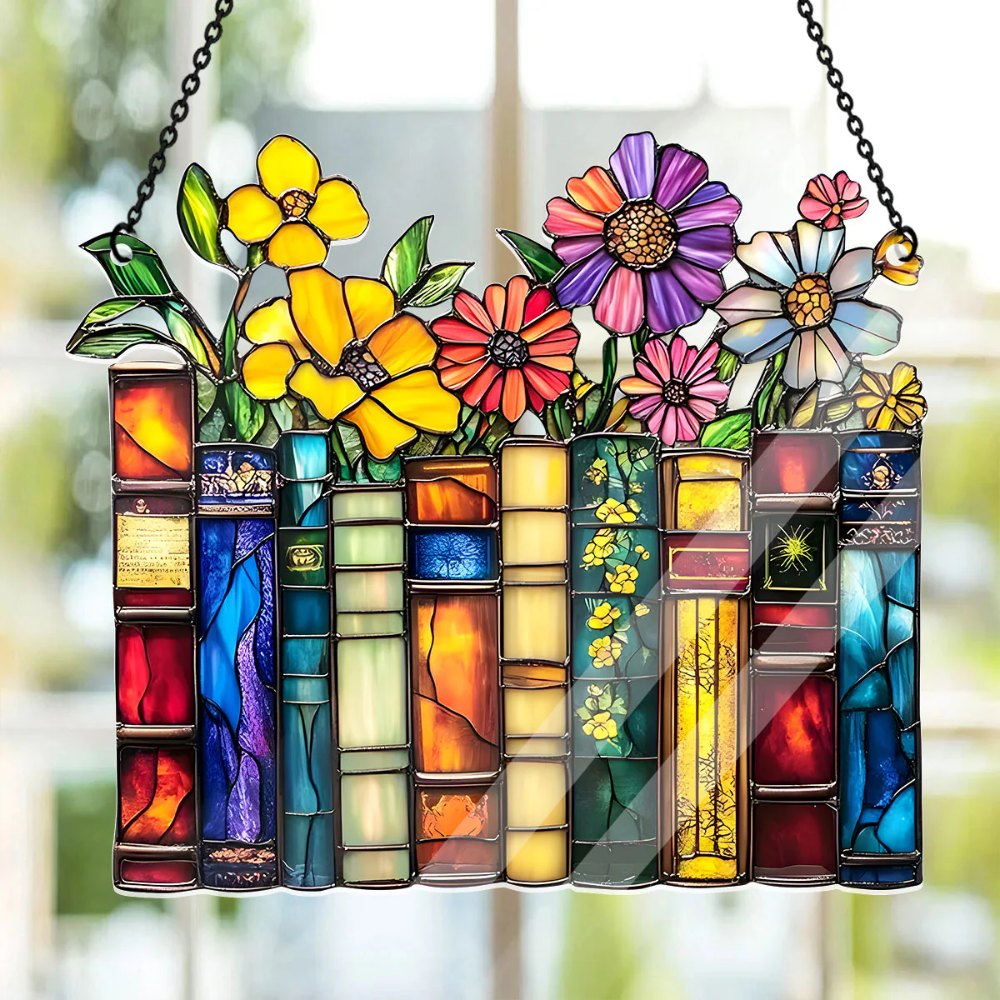 Vintage Flower Book - Acrylic Suncatcher