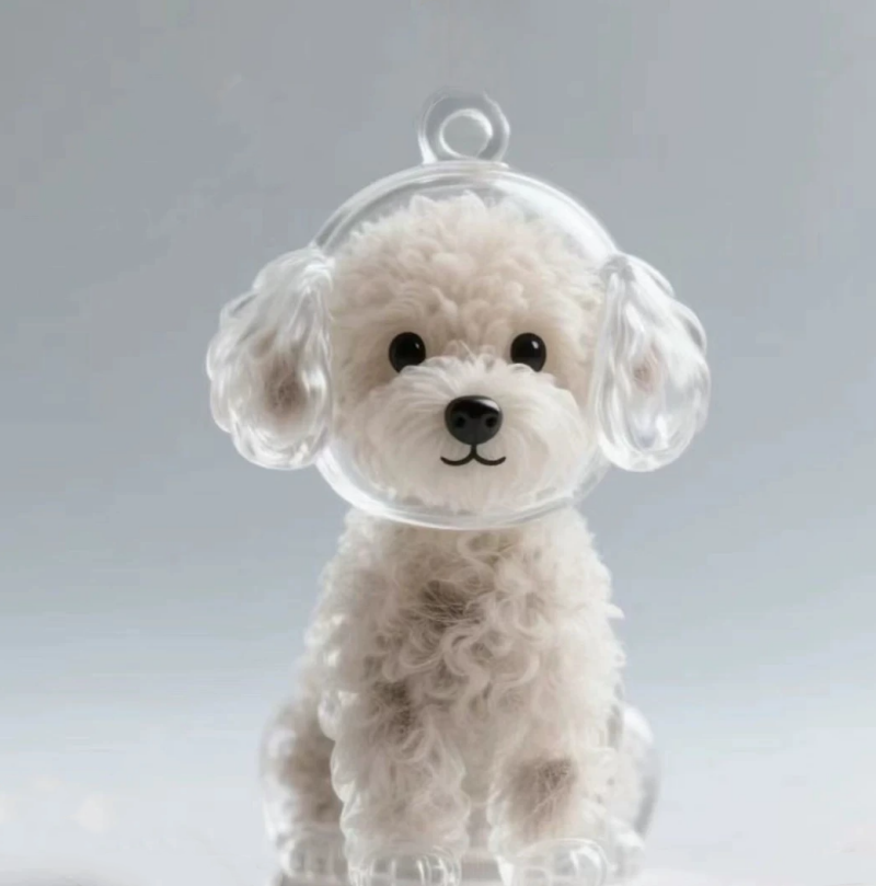 Dog Hair Collector Keychain Charm Memorial Storage Box