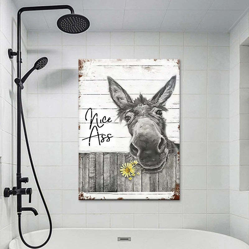 Funny Donkey Sunflower - D359 - Gallery Wrapped Canvas Prints