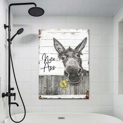 Funny Donkey Sunflower - D359 - Gallery Wrapped Canvas Prints