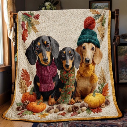 Pumpkin Dachshund Blanket - J071 - Premium Blanket