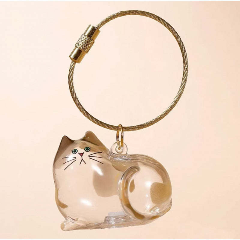 Calico Cat Hair Collector Keychain Charm Memorial Storage Box HC024