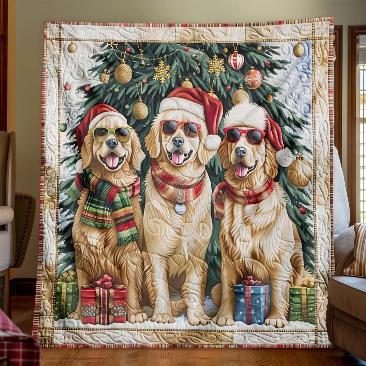 Christmas Golden Blanket - J083 - Premium Blanket