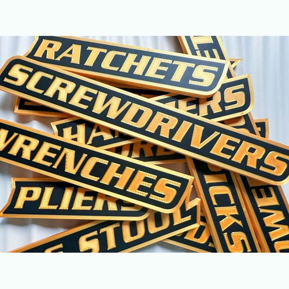 Premium Magnetic Toolbox Labels for Tool Organization - 12 Pack of High Quality 3D Printed Magnets