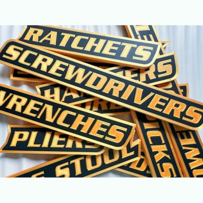 Premium Magnetic Toolbox Labels for Tool Organization - 12 Pack of High Quality 3D Printed Magnets