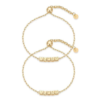 14K Gold Plated Adjustable Matching Bracelets for Women – Heart Charm and BFF Friendship Styles