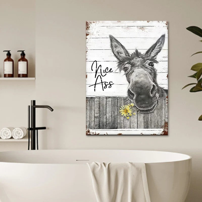 Funny Donkey Sunflower - D359 - Gallery Wrapped Canvas Prints