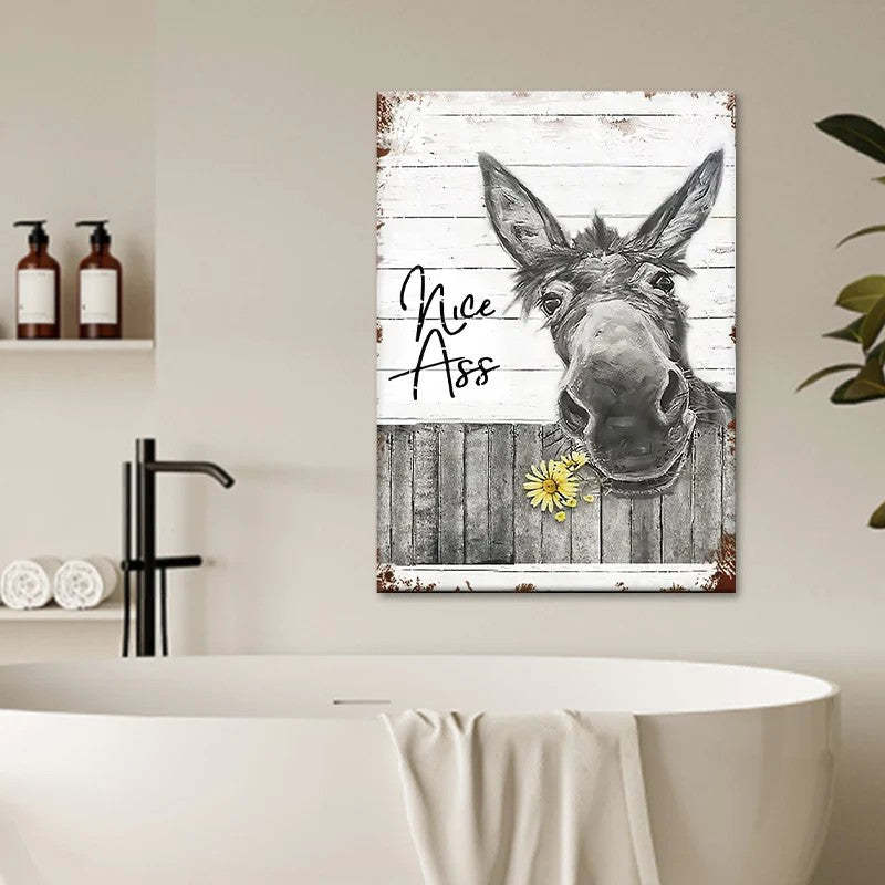 Funny Donkey Sunflower - D359 - Gallery Wrapped Canvas Prints