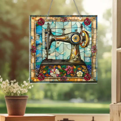 Cute Sewing Machine Suncatcher Ornament