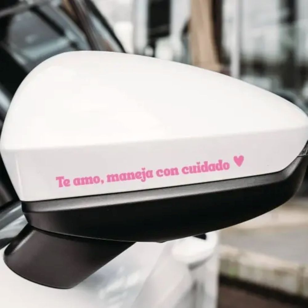 "Te Amo Maneja Con Cuidado" Car Mirror Decal Set – Cute Reflective Vinyl Stickers