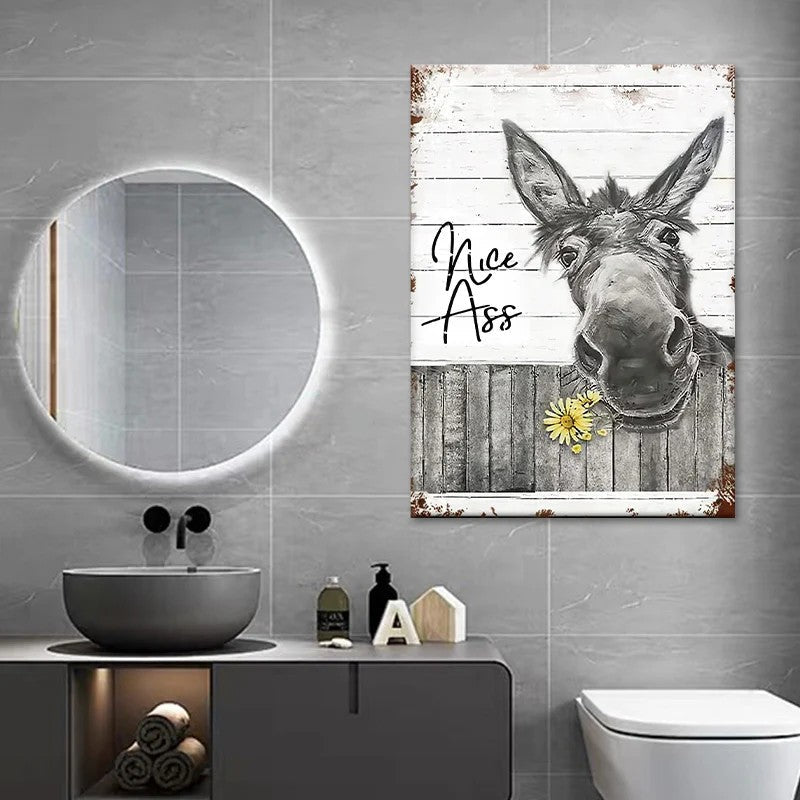 Funny Donkey Sunflower - D359 - Gallery Wrapped Canvas Prints