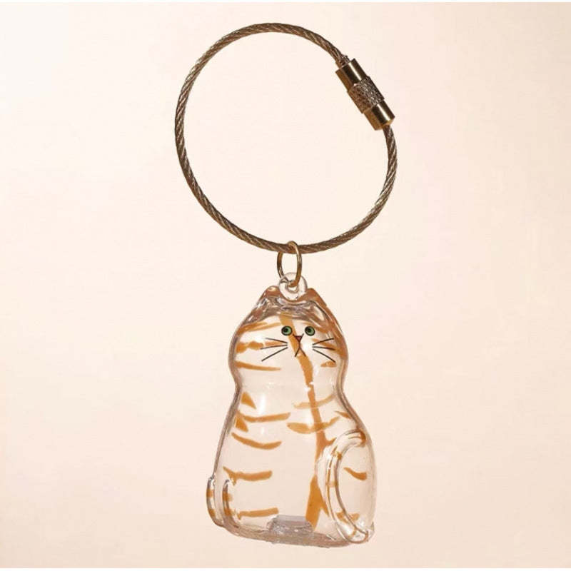Orange Cat Hair Collector Keychain Charm Memorial Storage Box HC027