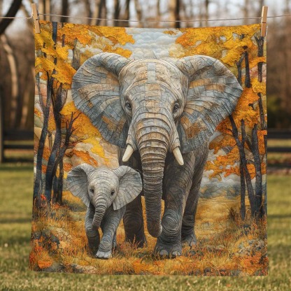 Forest Elephant Blanket - J075 - Premium Blanket