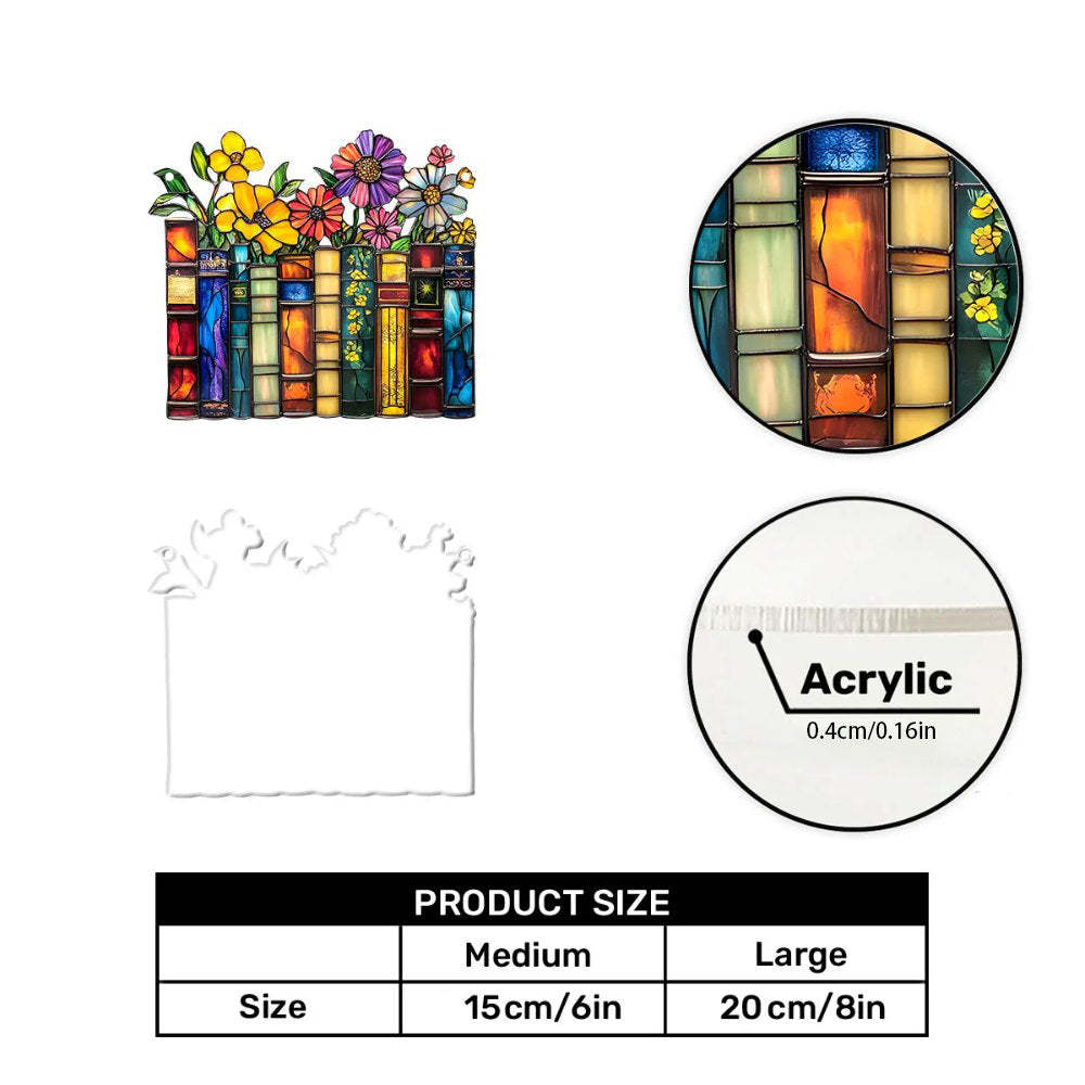 Vintage Flower Book - Acrylic Suncatcher