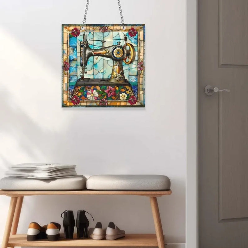 Cute Sewing Machine Suncatcher Ornament