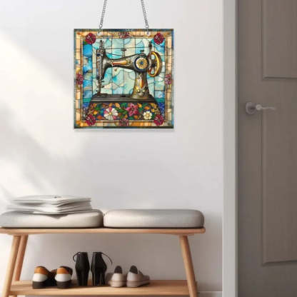 Cute Sewing Machine Suncatcher Ornament