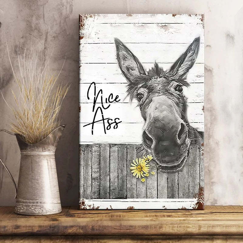 Funny Donkey Sunflower - D359 - Gallery Wrapped Canvas Prints