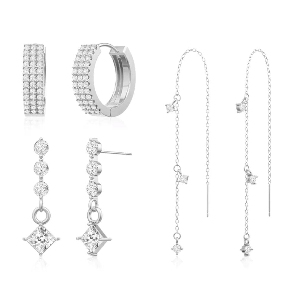 Gold Star Earring Set: Dangle Hoop & Stud Stacking Earrings