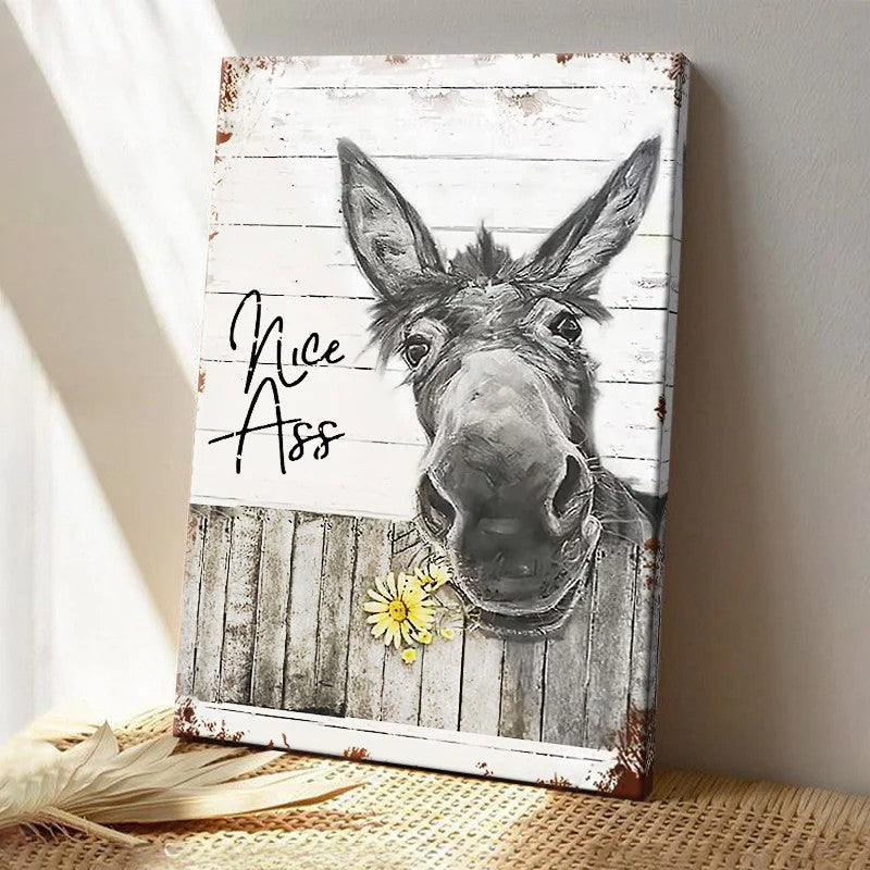 Funny Donkey Sunflower - D359 - Gallery Wrapped Canvas Prints