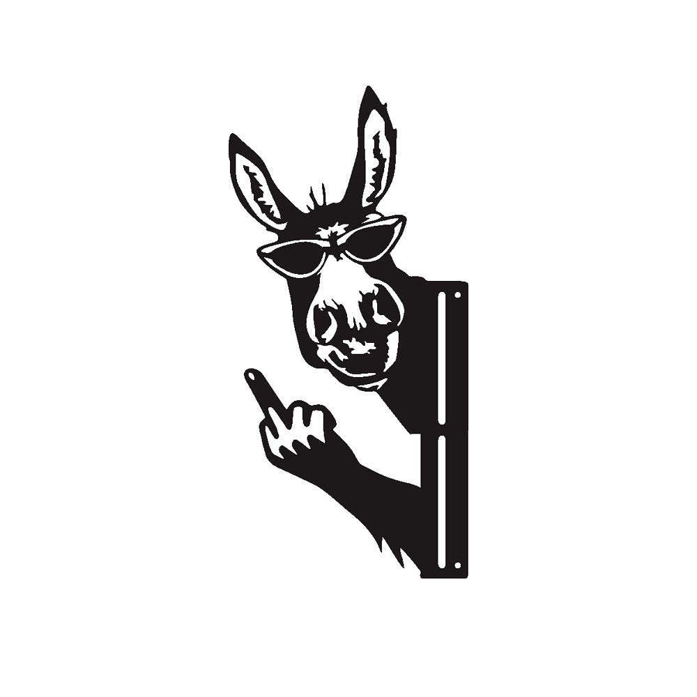 Peeping Middle Finger Animal Metal Sign - Yard Art Decor