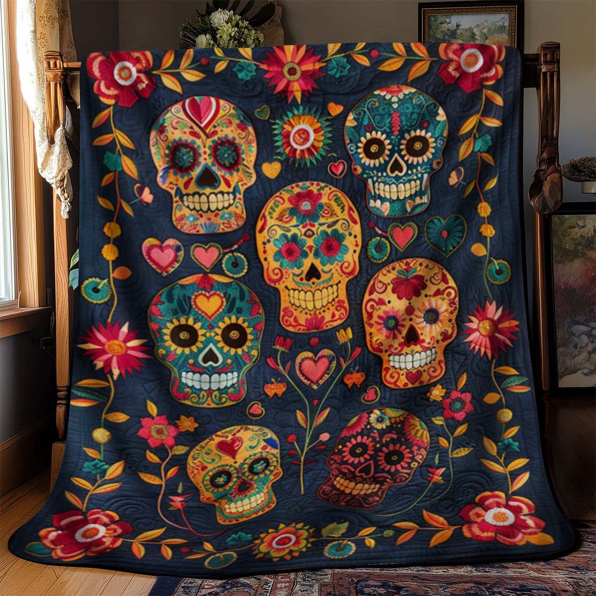 Candy Skull Blanket - J078 - Premium Blanket