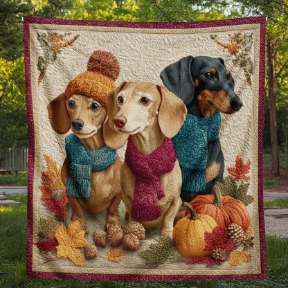 Autumn Dachshund Blanket - J072 - Premium Blanket