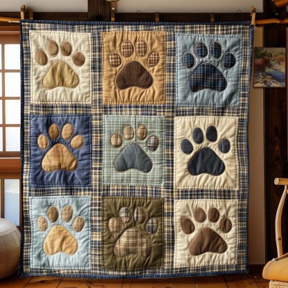 Patchwork Dog Paws Blanket - C031 - Premium Blanket