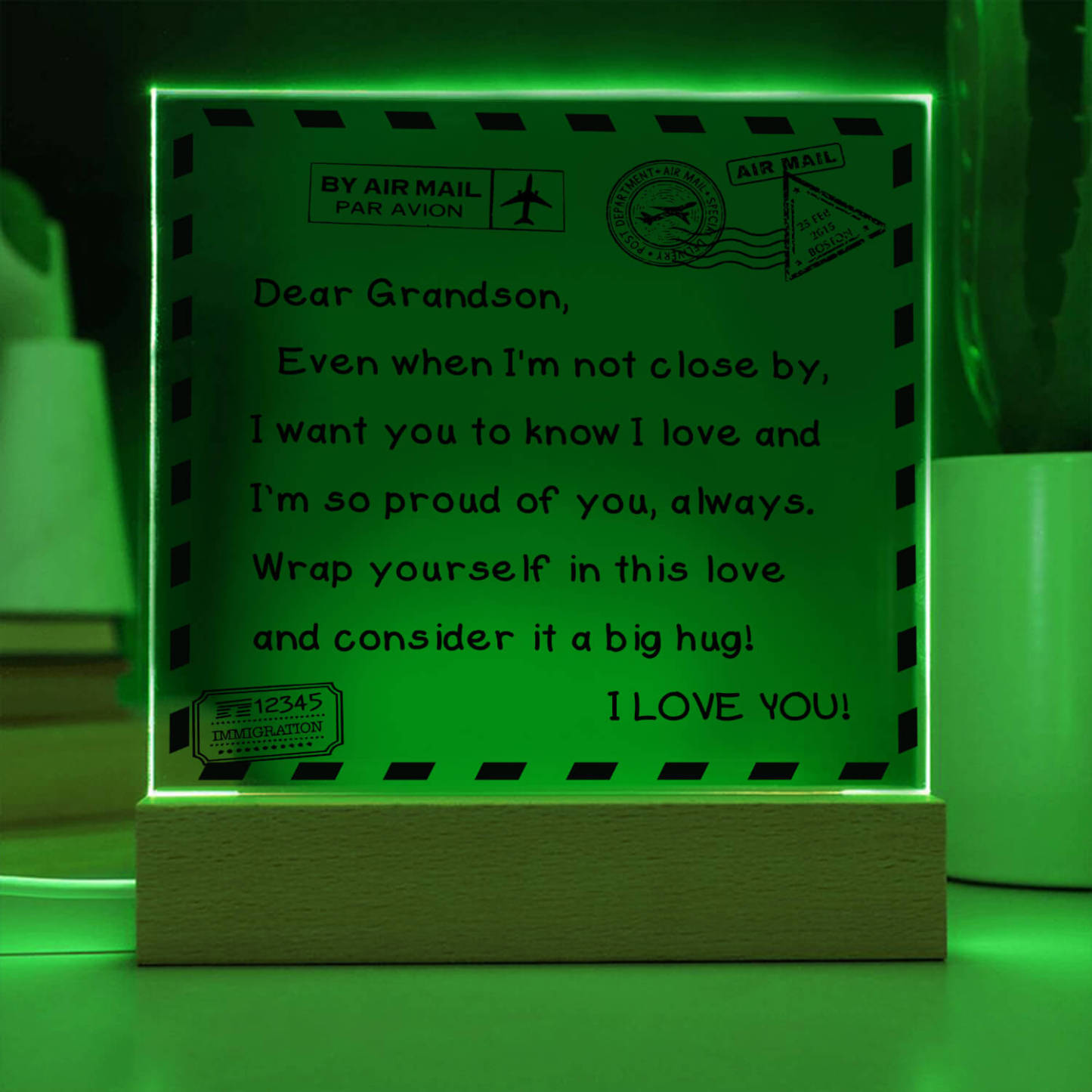 To My Grandson - I Love You - D351 -  LED Acrylic Plaque