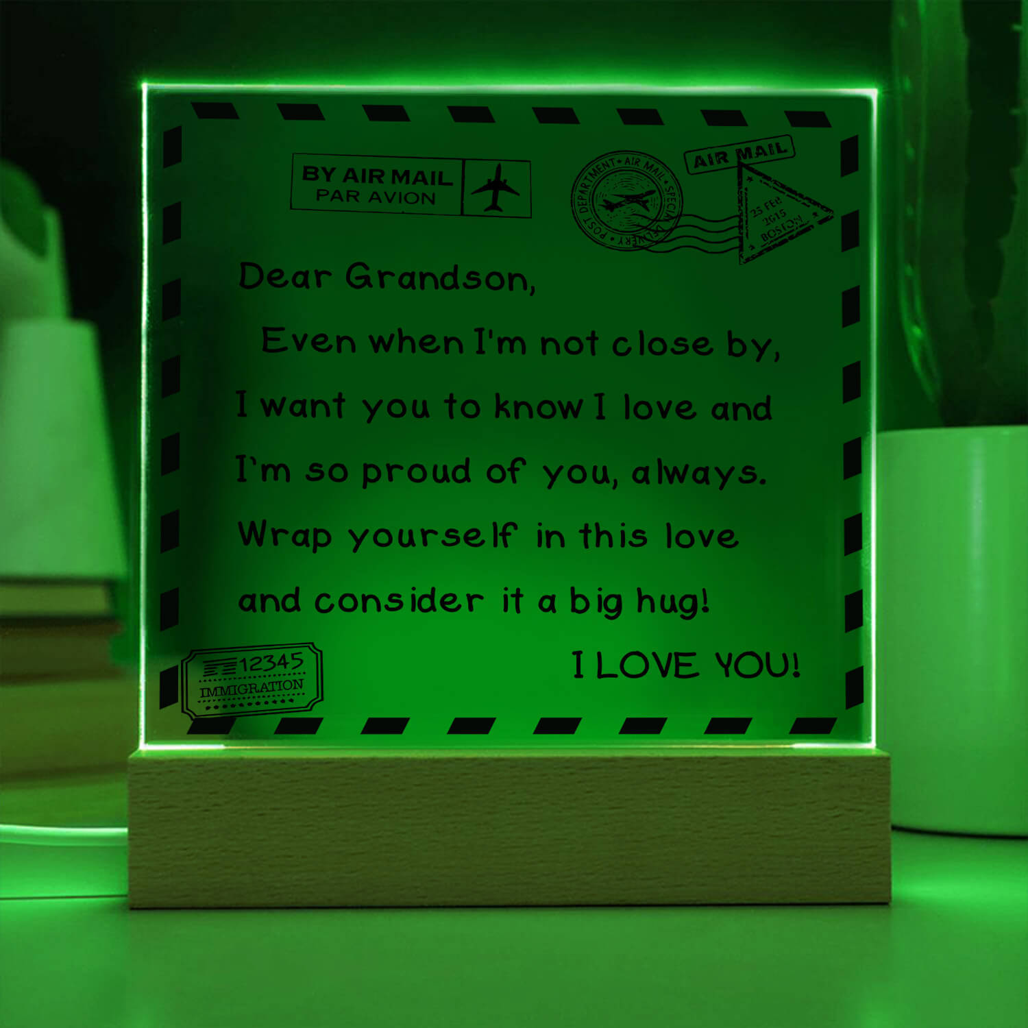 To My Grandson - I Love You - D351 -  LED Acrylic Plaque