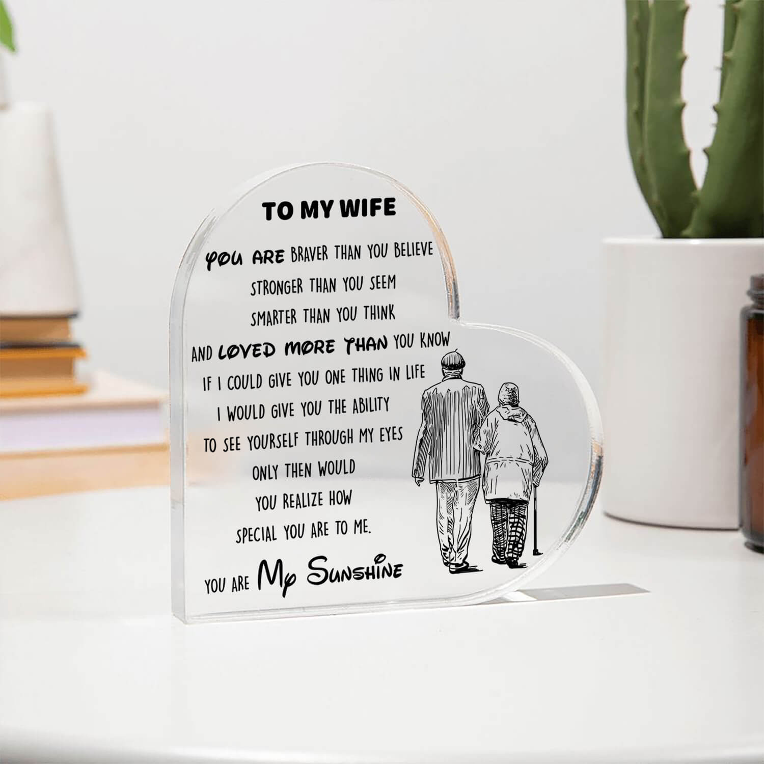 To My Wife - D353 -  Heart Shaped Acrylic Plaque