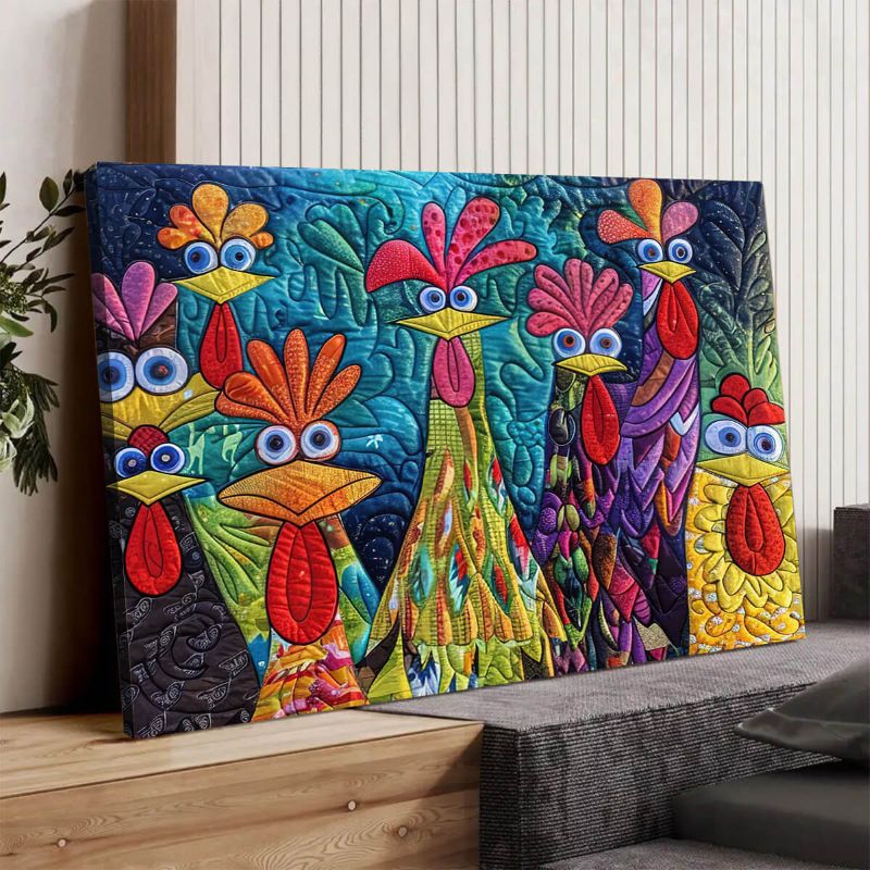 Whimsical Chickens - D385 - Gallery Wrapped Canvas Prints