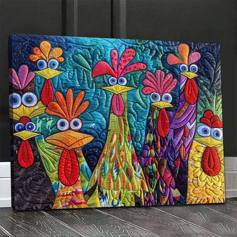 Whimsical Chickens - D385 - Gallery Wrapped Canvas Prints