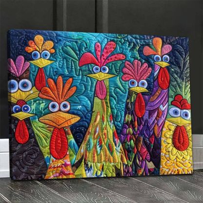 Whimsical Chickens - D385 - Gallery Wrapped Canvas Prints